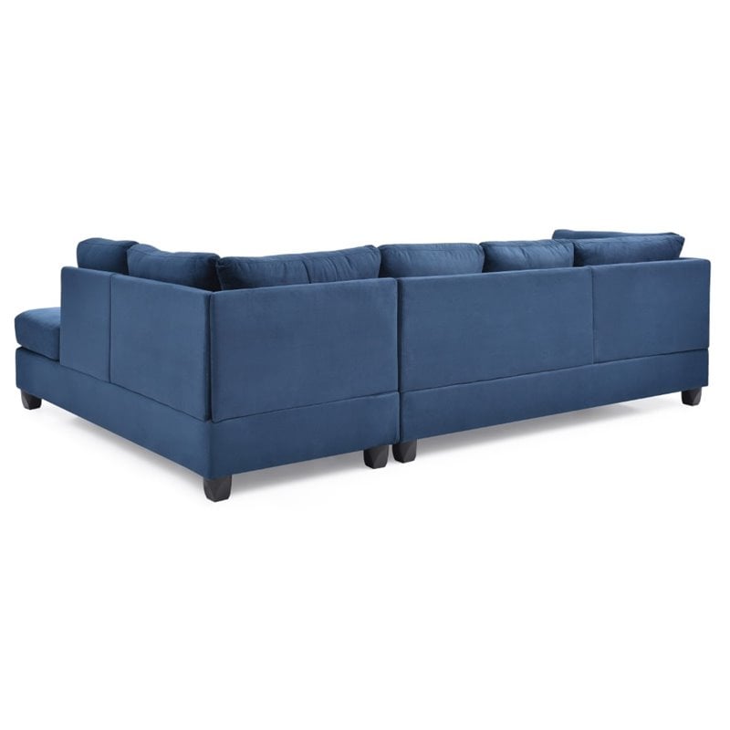 Glory Furniture Malone Microsuede Sectional in Navy Blue