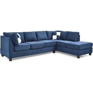 Glory Furniture Malone Microsuede Sectional in Navy Blue