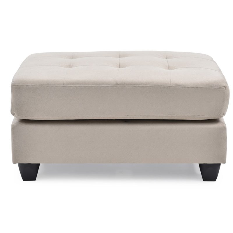 Glory Furniture Malone Microsuede Ottoman in Vanilla