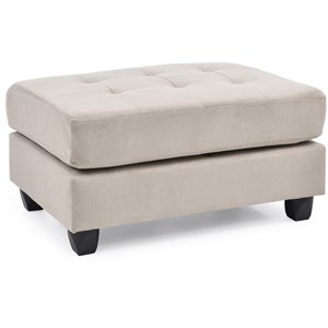 Glory Furniture Malone Microsuede Ottoman in Vanilla