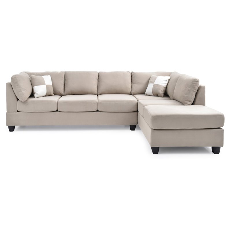 Glory Furniture Malone Microsuede Sectional in Vanilla