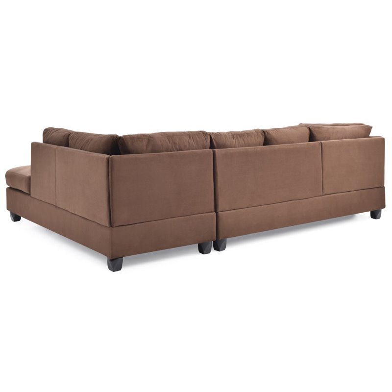 glory furniture malone microsuede sectional in chocolate
