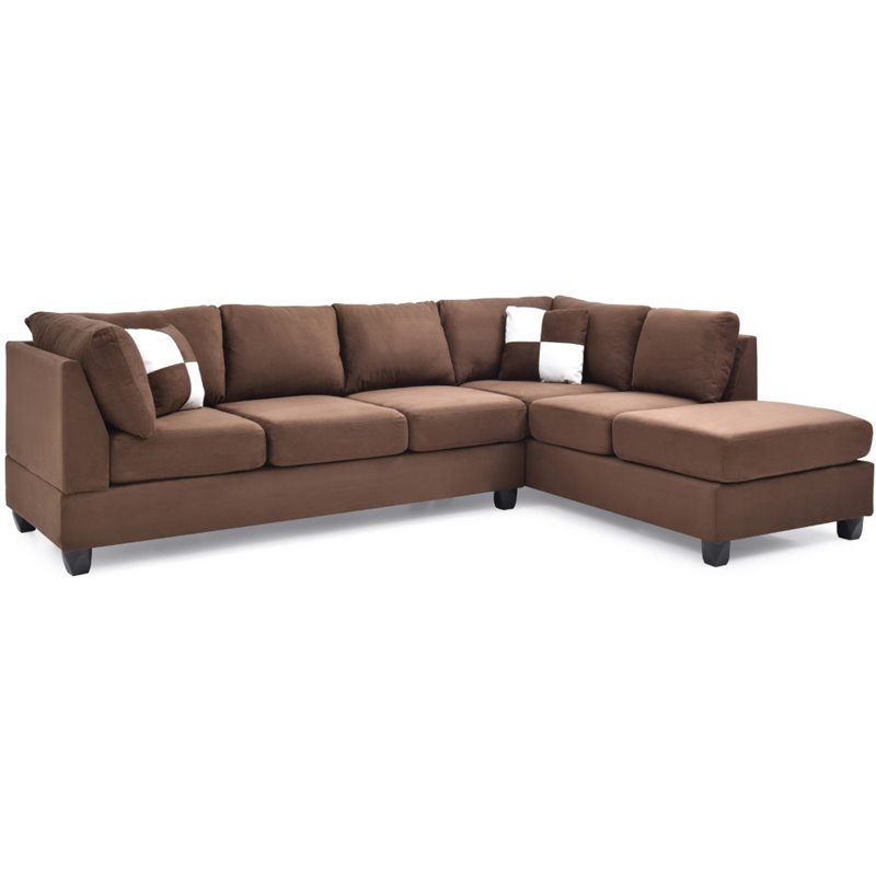 Glory Furniture Malone Microsuede Sectional in Chocolate