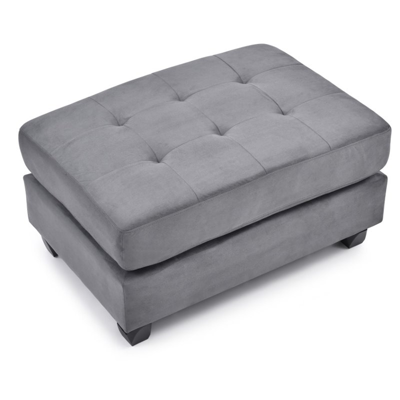 Glory Furniture Malone Microsuede Ottoman in Gray