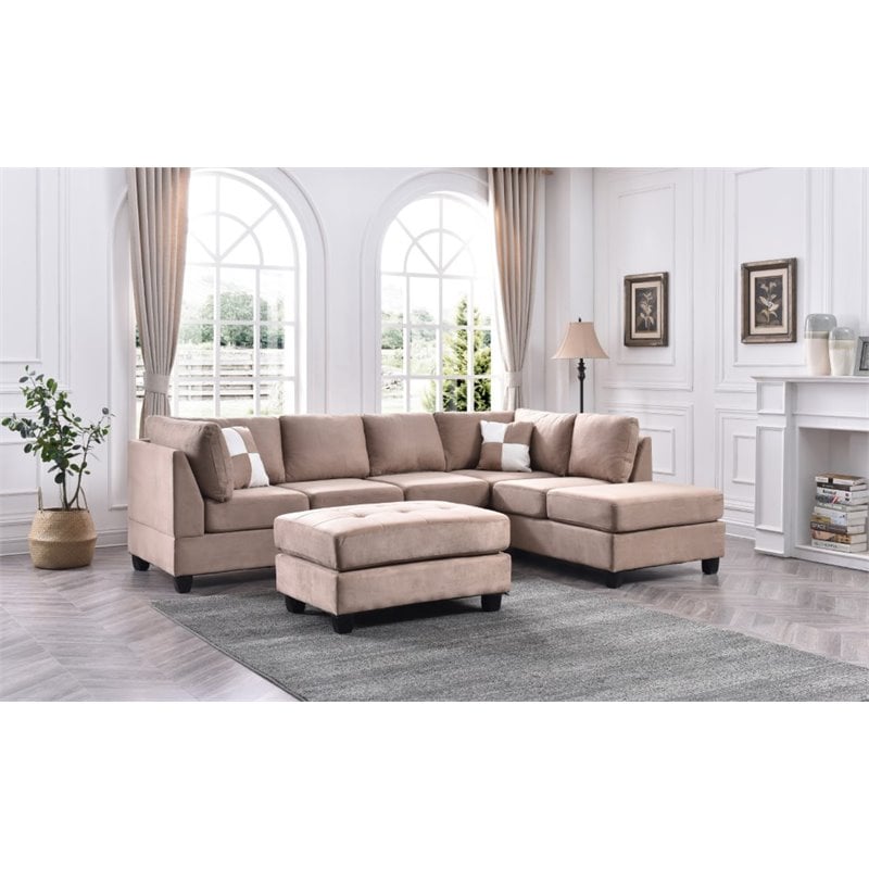 Glory Furniture Malone Microsuede Sectional in Mocha
