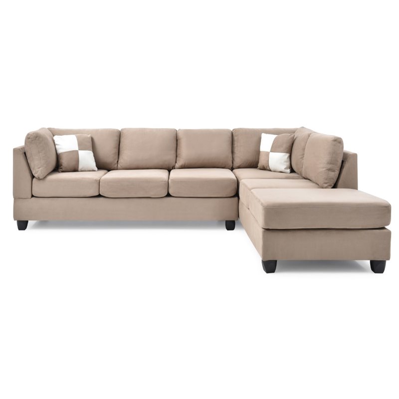 Glory Furniture Malone Microsuede Sectional in Mocha
