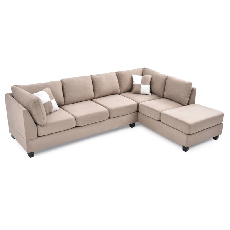 Glory Furniture Malone Microsuede Sectional in Mocha