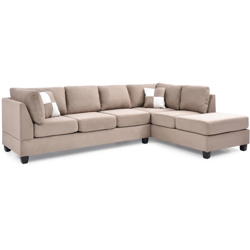 Glory Furniture Malone Microsuede Sectional in Mocha