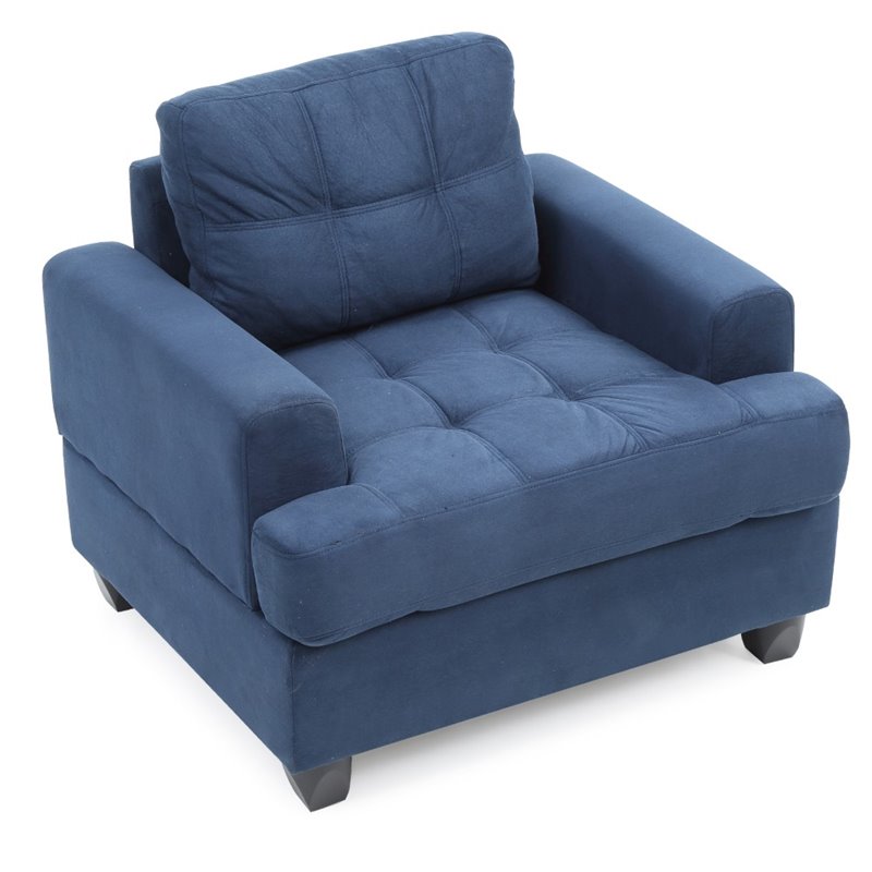 Glory Furniture Sandridge Microsuede Chair in Navy Blue