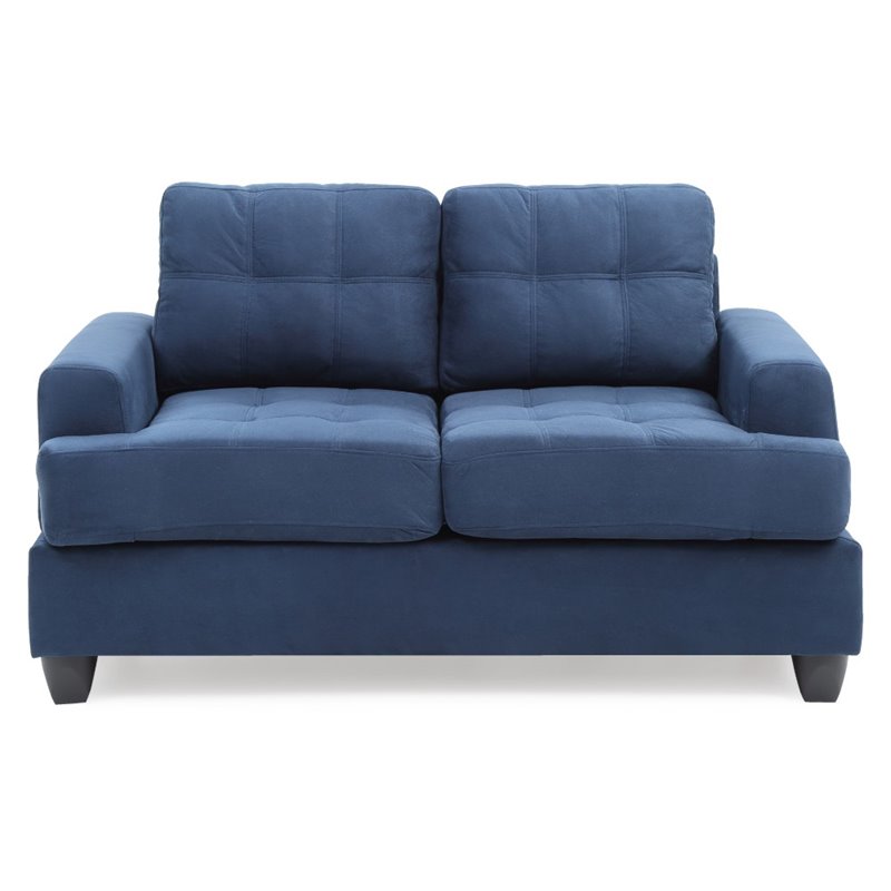 Glory Furniture Sandridge Microsuede Loveseat in Navy Blue