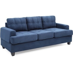 Glory Furniture Sandridge Microsuede Sofa in Navy Blue