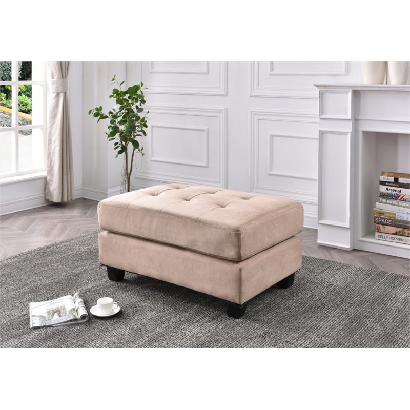 Glory Furniture Malone Microsuede Ottoman in Mocha