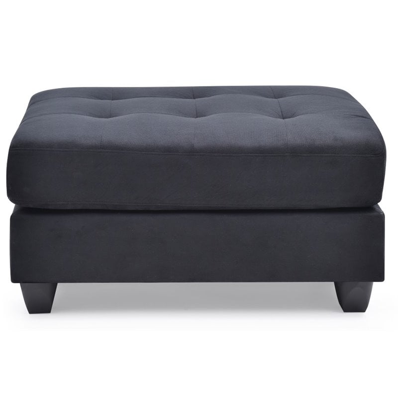 Glory Furniture Malone Microsuede Ottoman in Black