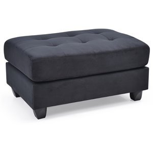 Glory Furniture Malone Microsuede Ottoman in Black