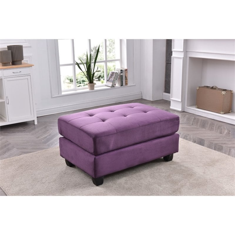 Glory Furniture Malone Microsuede Ottoman in Purple