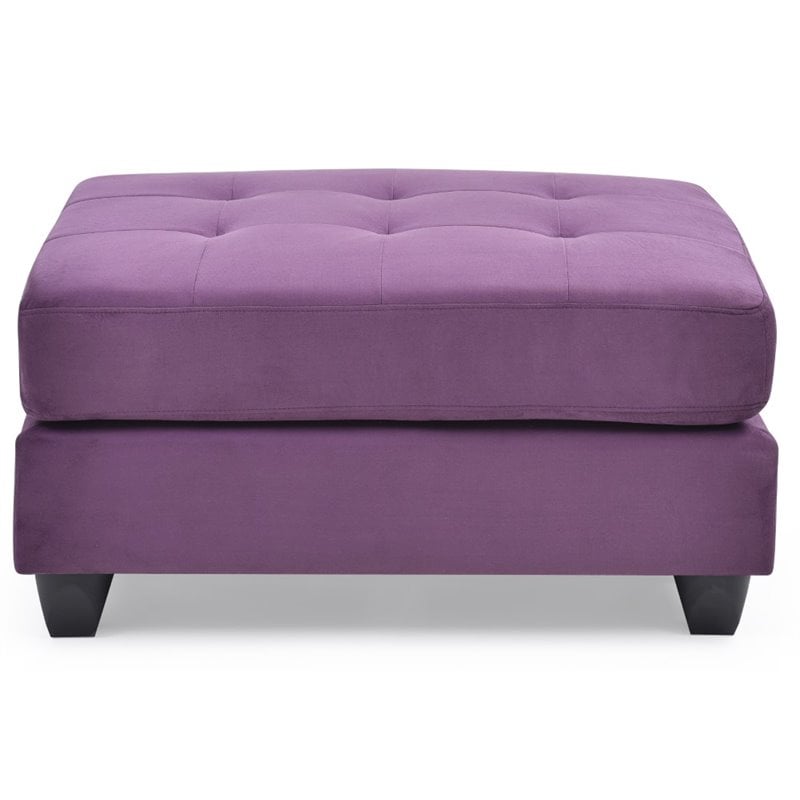 Glory Furniture Malone Microsuede Ottoman in Purple