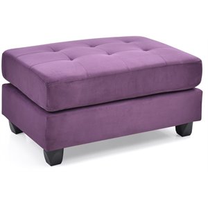 Glory Furniture Malone Microsuede Ottoman in Purple