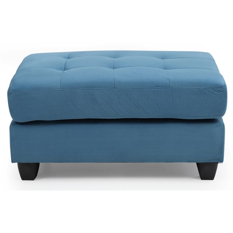 Glory Furniture Malone Microsuede Ottoman in Aqua