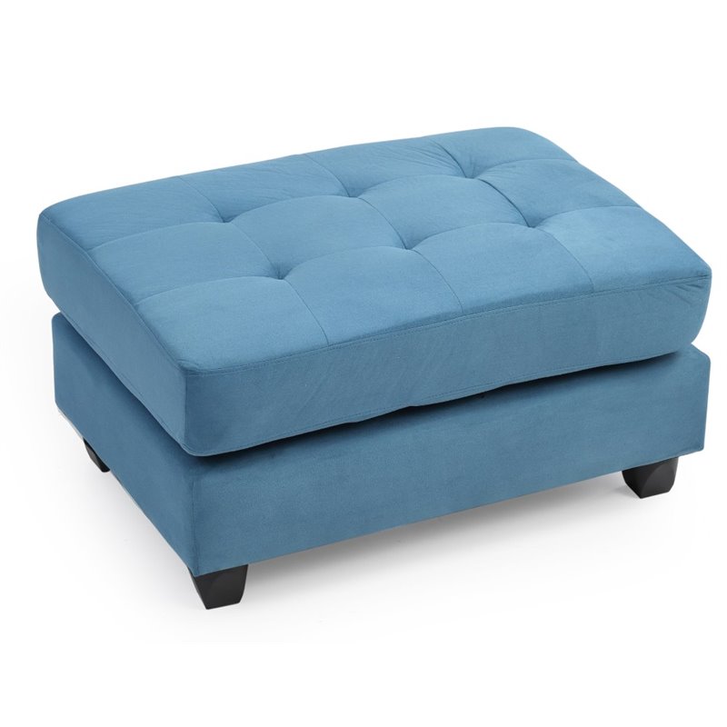 Glory Furniture Malone Microsuede Ottoman in Aqua