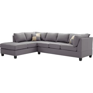 Glory Furniture Malone Faux Leather Sectional in Gray
