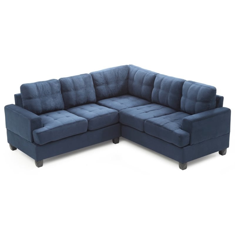 Glory Furniture Sandridge Microsuede Sectional in Navy Blue