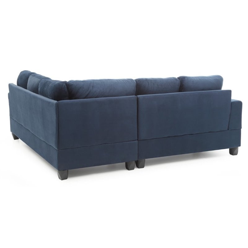 Glory Furniture Sandridge Microsuede Sectional in Navy Blue
