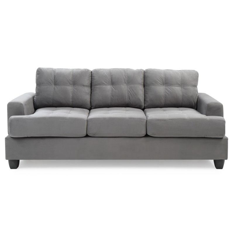 Glory Furniture Sandridge Microsuede Sofa in Gray