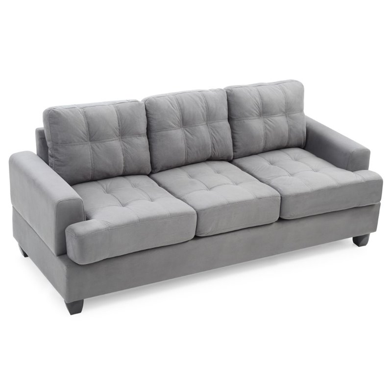 Glory Furniture Sandridge Microsuede Sofa in Gray