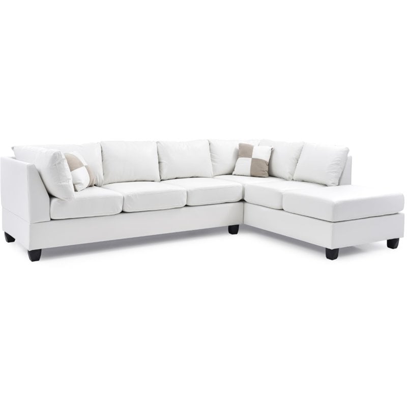 Glory Furniture Malone Faux Leather, Off White Faux Leather Sectional
