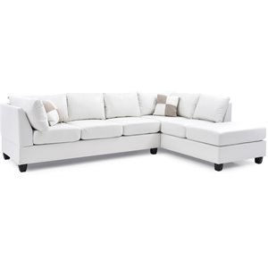 Glory Furniture Malone Faux Leather Sectional in White