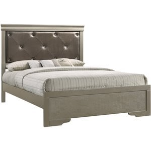 Glory Furniture Lorana Queen Sleigh Bed in Silver Champagne
