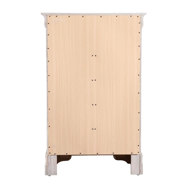 Glory Furniture Lorana 5-Drawers Bedroom Chest in Silver Champagne