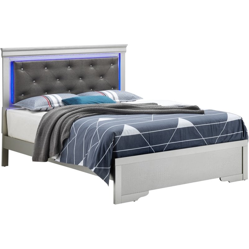 Glory Furniture Lorana Queen Bed in Silver Champagne