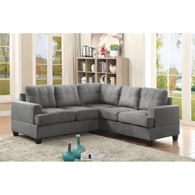 Glory Furniture Sandridge Microsuede Sectional in Gray