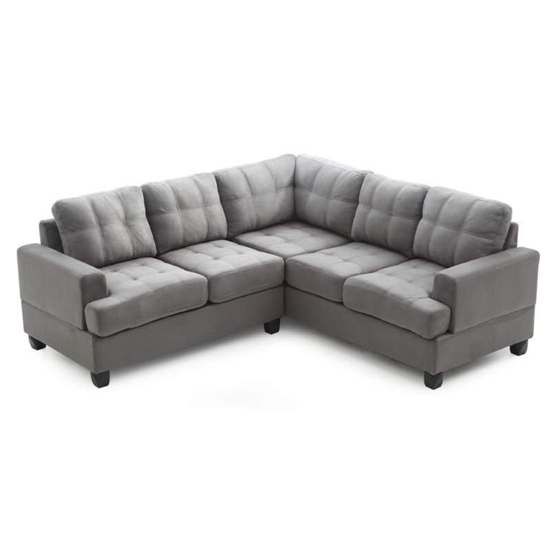 Glory Furniture Sandridge Microsuede Sectional in Gray