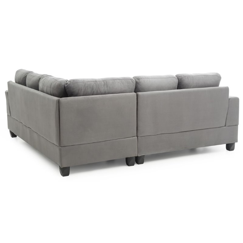 Glory Furniture Sandridge Microsuede Sectional in Gray