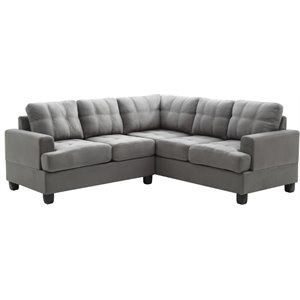Glory Furniture Sandridge Microsuede Sectional in Gray