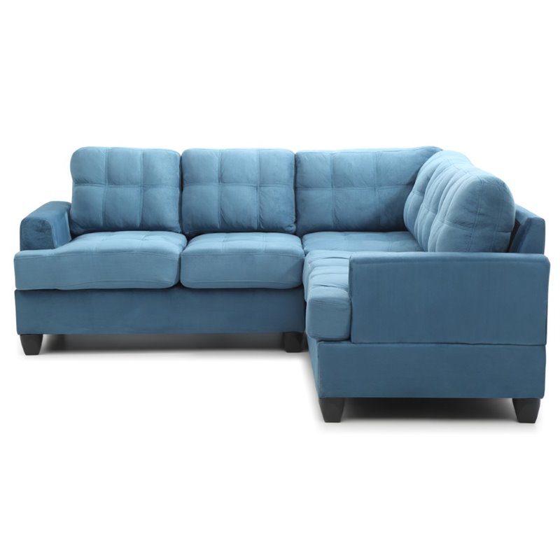Glory Furniture Sandridge Microsuede Sectional in Aqua