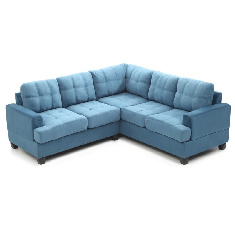 Glory Furniture Sandridge Microsuede Sectional in Aqua