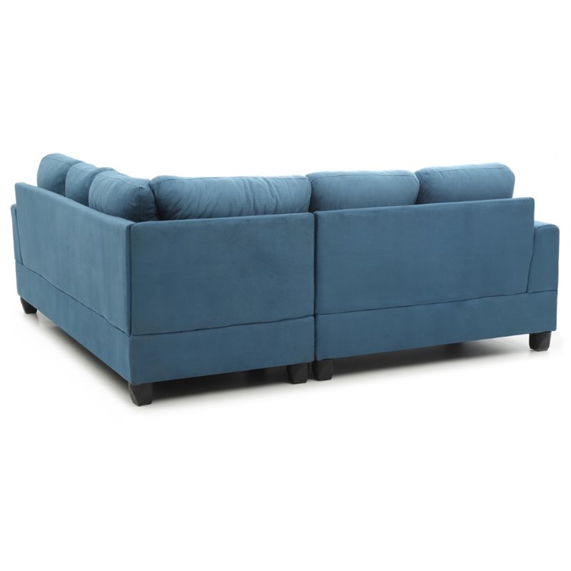 Glory Furniture Sandridge Microsuede Sectional in Aqua