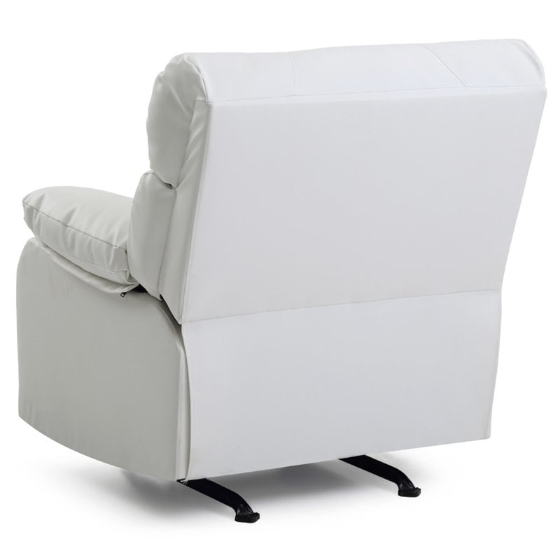 Glory Furniture Manny Faux Leather Rocker Recliner in White