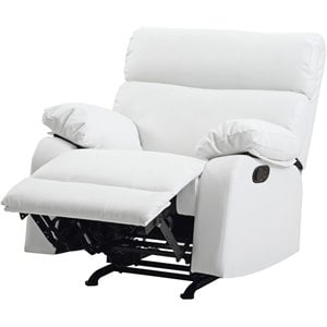 Glory Furniture Manny Faux Leather Rocker Recliner in White