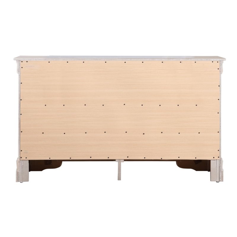Glory Furniture Lorana 6-Drawers Bedroom Dresser in Silver Champagne
