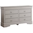 Glory Furniture Lorana 6-Drawers Bedroom Dresser in Silver Champagne