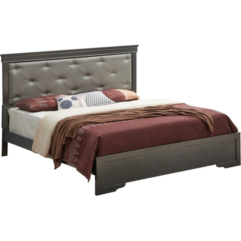 Glory Furniture Lorana King Sleigh Bed in Charcoal Black