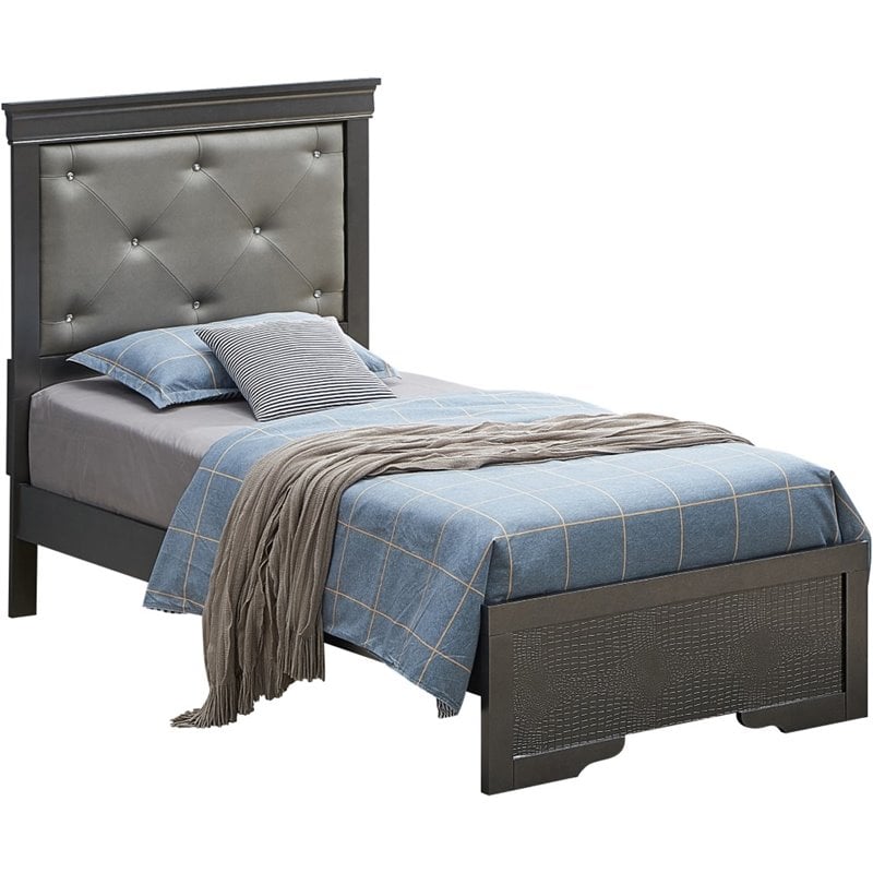 Glory Furniture Lorana Twin Sleigh Bed in Charcoal Black
