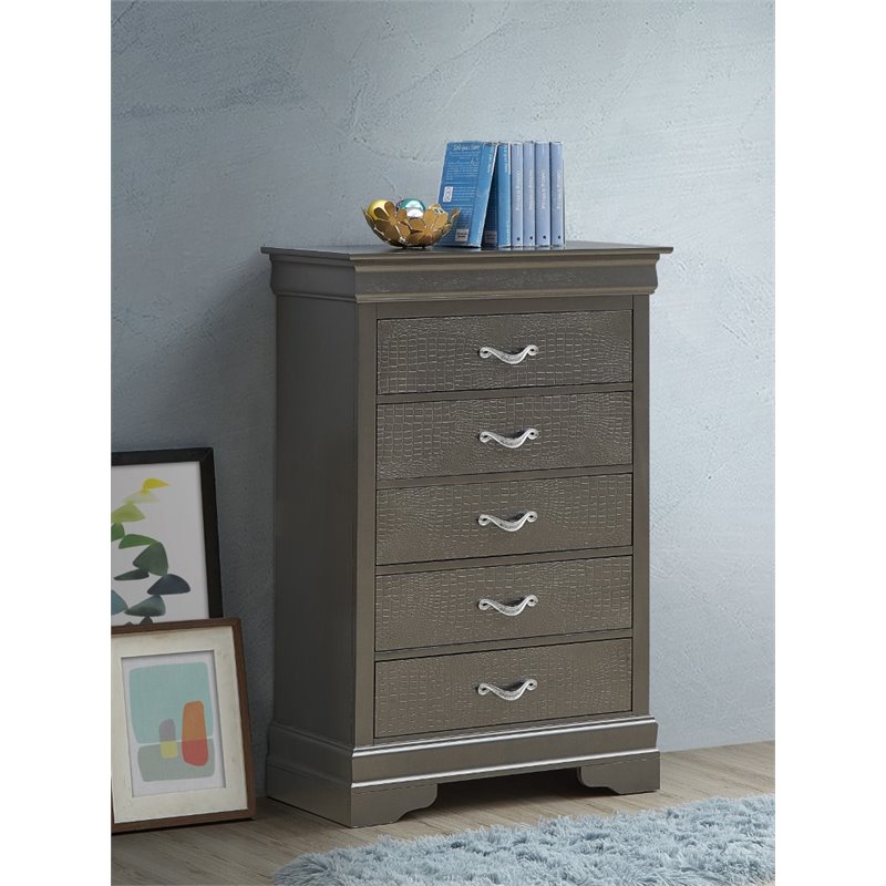 Glory Furniture Lorana 5-Drawers Bedroom Chest in Charcoal