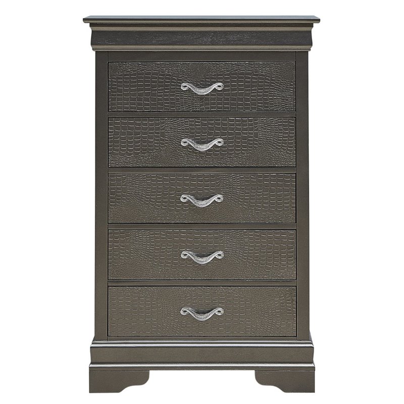 Glory Furniture Lorana 5-Drawers Bedroom Chest in Charcoal