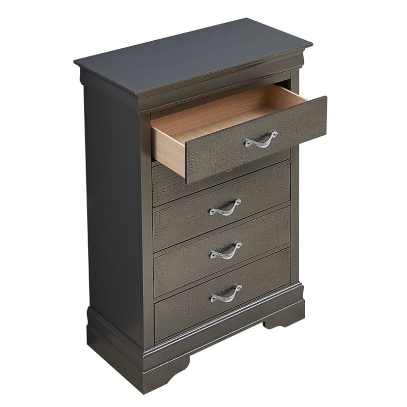 Glory Furniture Lorana 5-Drawers Bedroom Chest in Charcoal