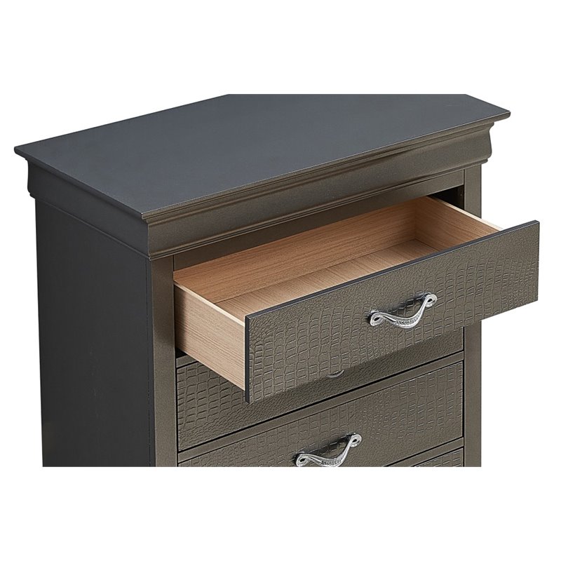 Glory Furniture Lorana 5-Drawers Bedroom Chest in Charcoal